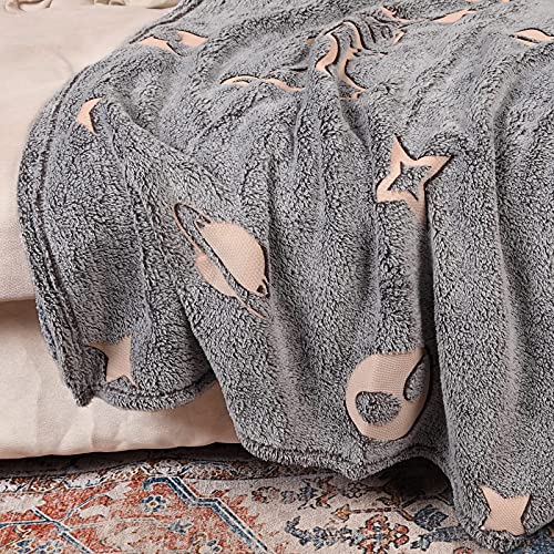 Image Title ABELL Glow in The Dark Alien Blanket, Christmas Thanksgiving Blanket Gifts for Birthday Kids Women Girls Boy Best Friend,Grey
